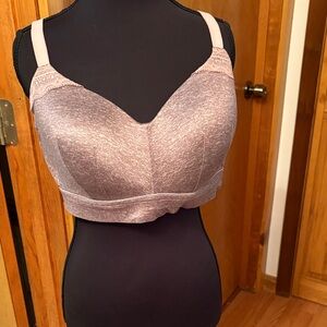 Lane Bryant Mauve/Tan Cacique Wireless Stretch Bralette w/Lace-Trim Straps 44D